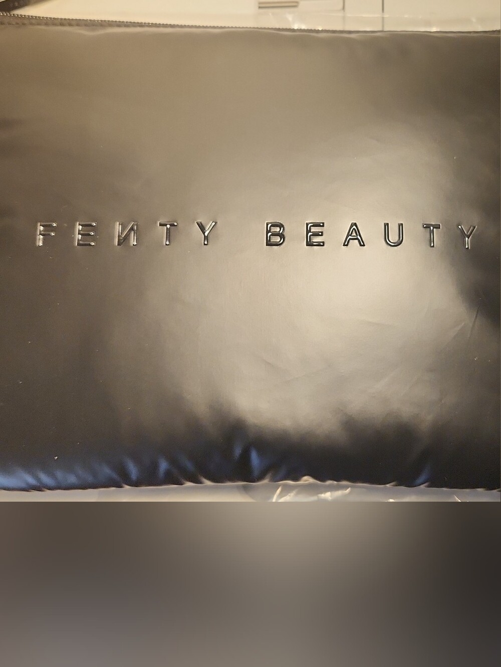 Fenty Beauty Large Black Zip Makeup Pouch with Raised Logo